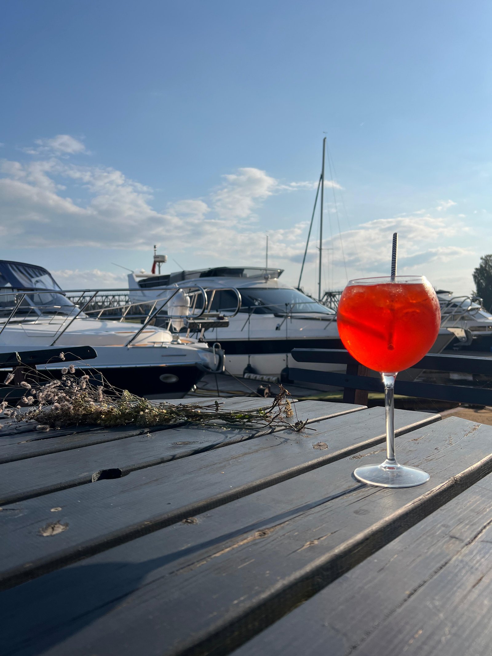 Drink near boats at Porto Marine
